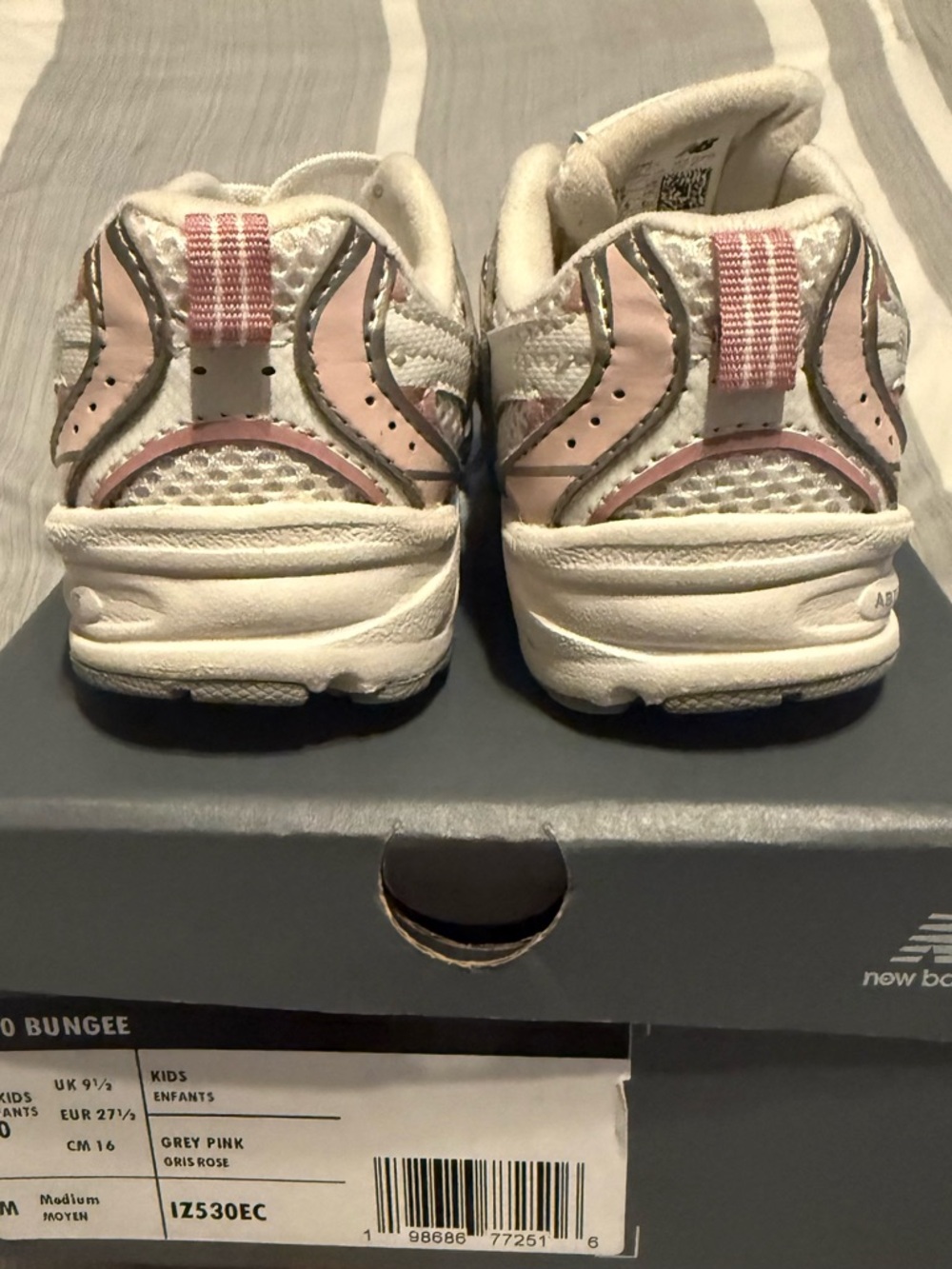 New Balance 530 Bungee Kids Pink & White Mesh Athletic Sneakers - Picture 5 of 6